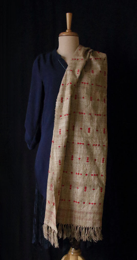 Handwoven Hand spun Muga Ghicha Silk Scarf from Assam