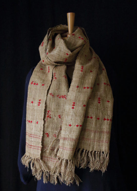 Handwoven Hand spun Muga Ghicha Silk Scarf from Assam