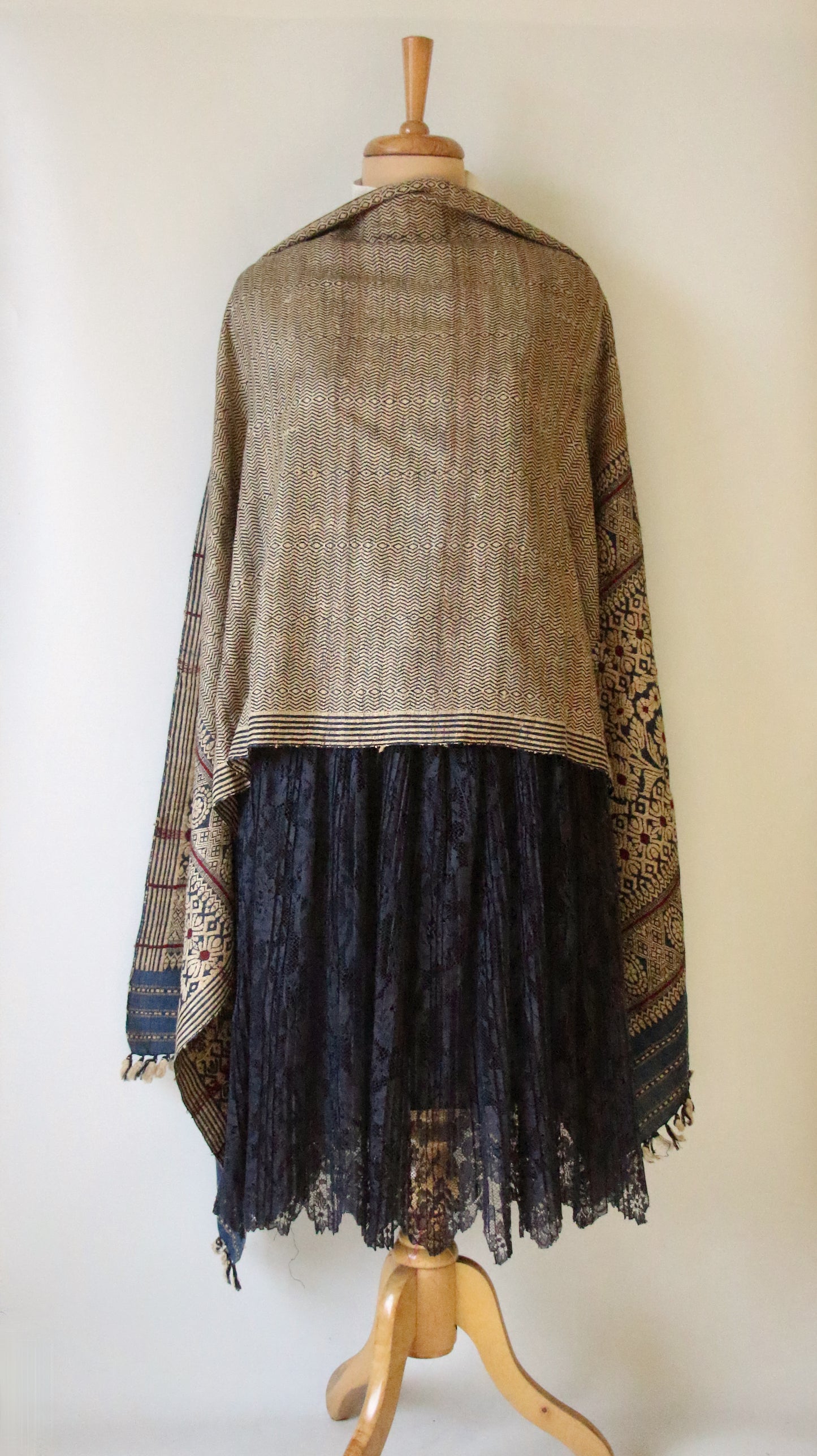 Indigo Eri Silk Handwoven Small Size Shawl from Assam
