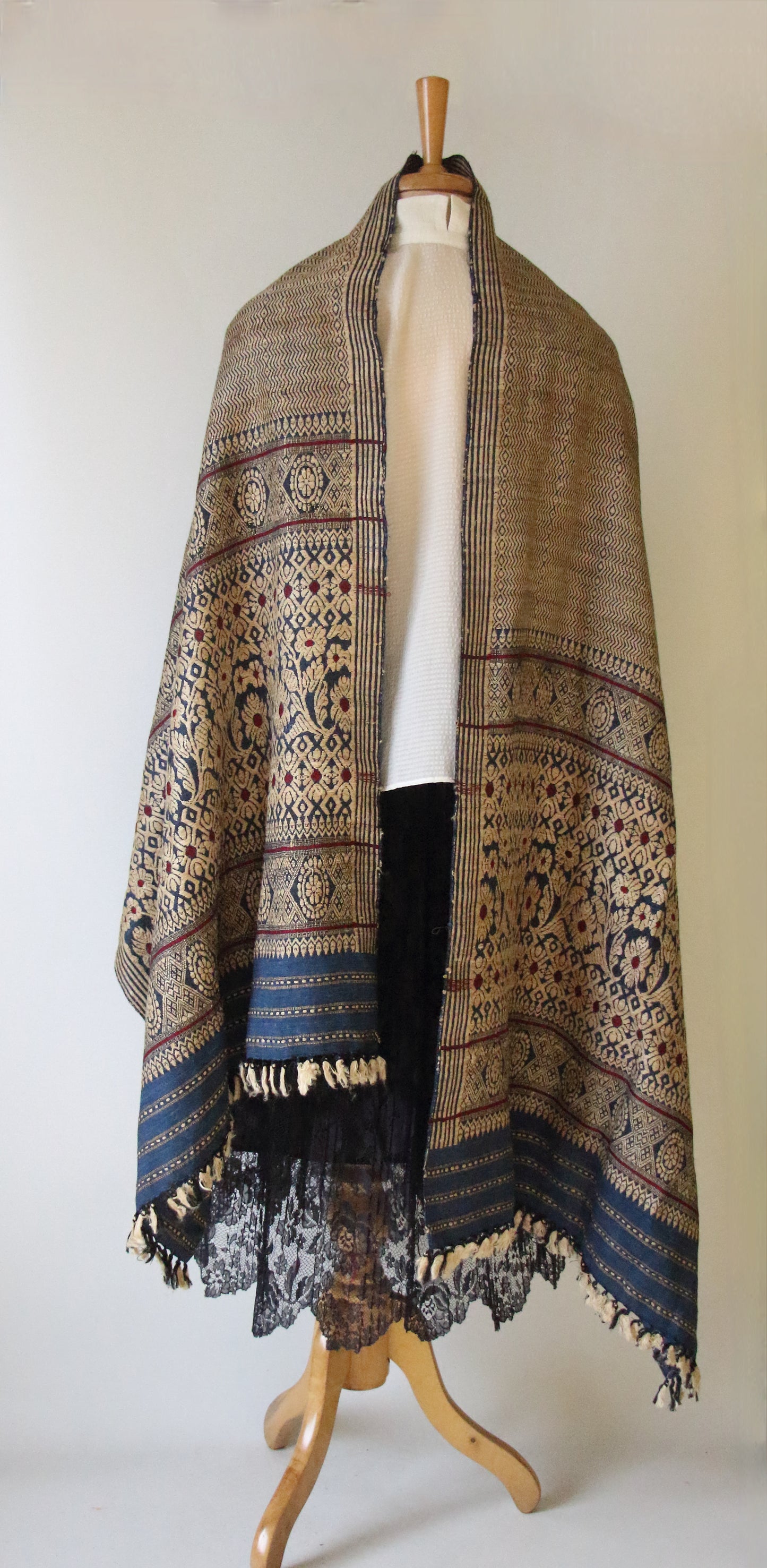 Indigo Eri Silk Handwoven Small Size Shawl from Assam
