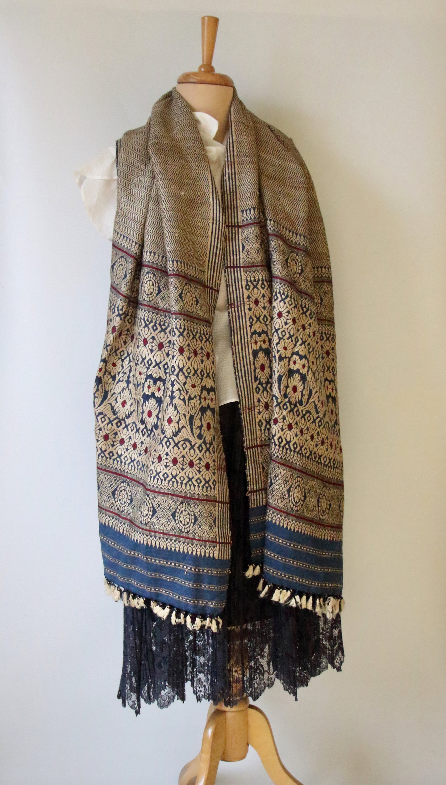 Indigo Eri Silk Handwoven Small Size Shawl from Assam