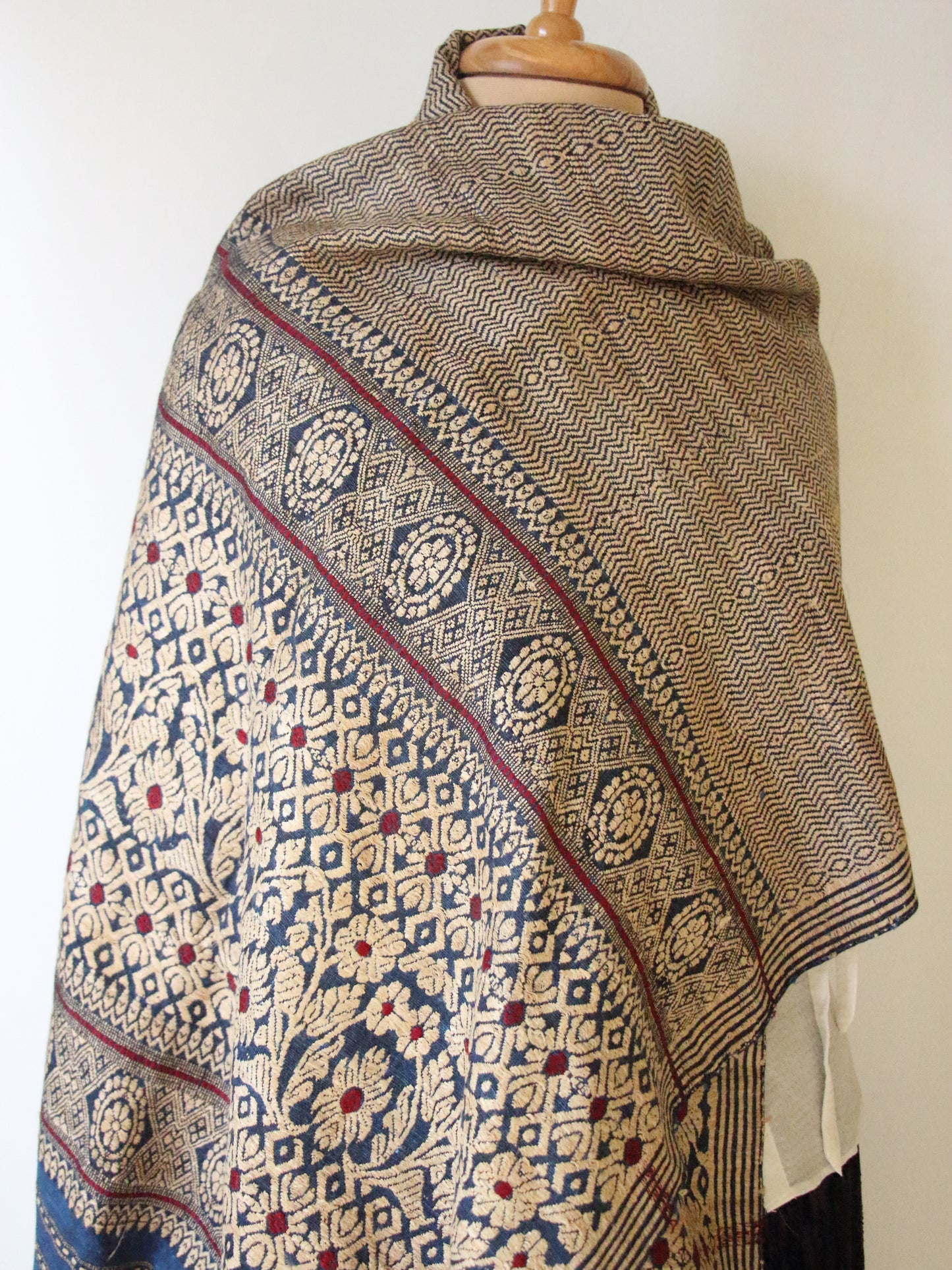 Indigo Eri Silk Handwoven Small Size Shawl from Assam