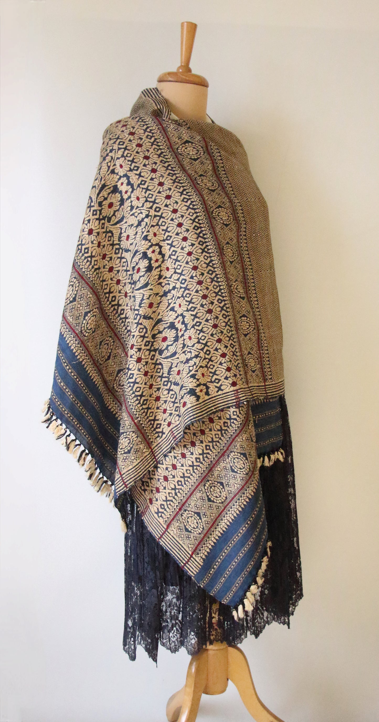 Indigo Eri Silk Handwoven Small Size Shawl from Assam