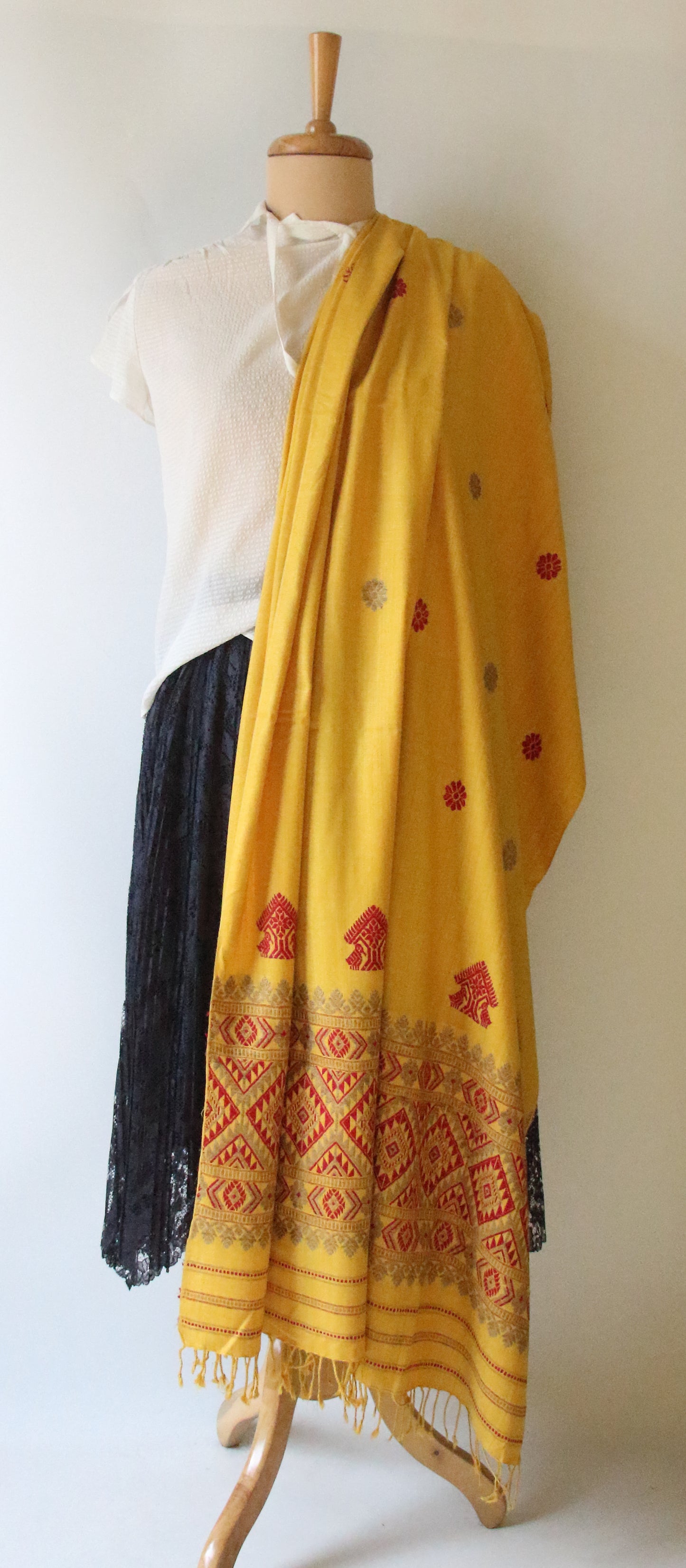 Turmeric Yellow Natural Dyed  Silk Handwoven Dupatta