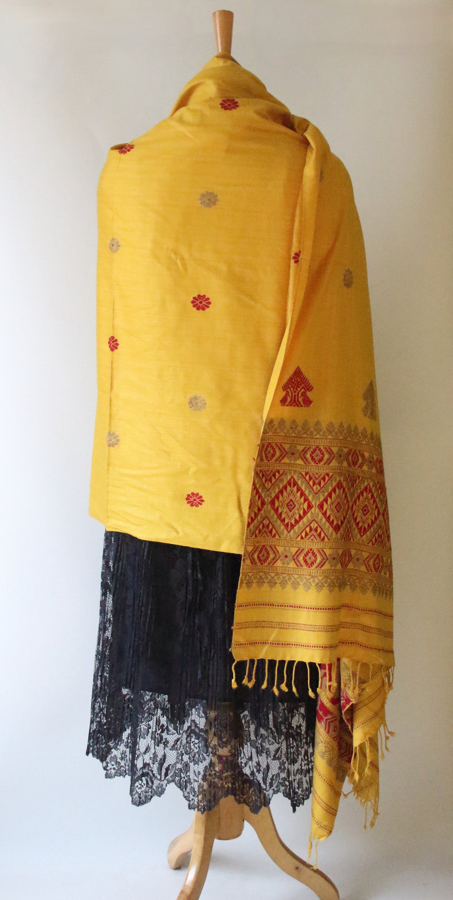 Turmeric Yellow Natural Dyed  Silk Handwoven Dupatta