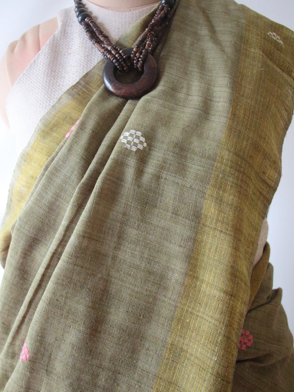 Handwoven Soft Green Natural Dyed Eri Silk Sari from Assam