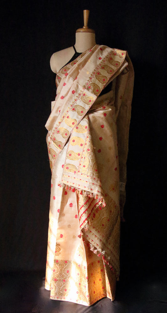 Tassar Silk Handloom Traditional Mekhla Chador Set from Assam