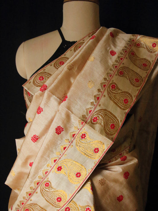 Tassar Silk Handloom Traditional Mekhla Chador Set from Assam