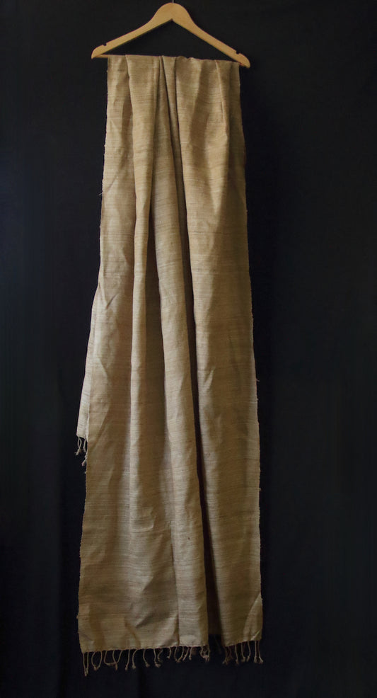 Extra Large Handwoven Hand spun Muga Ghicha Silk Shawl from Assam