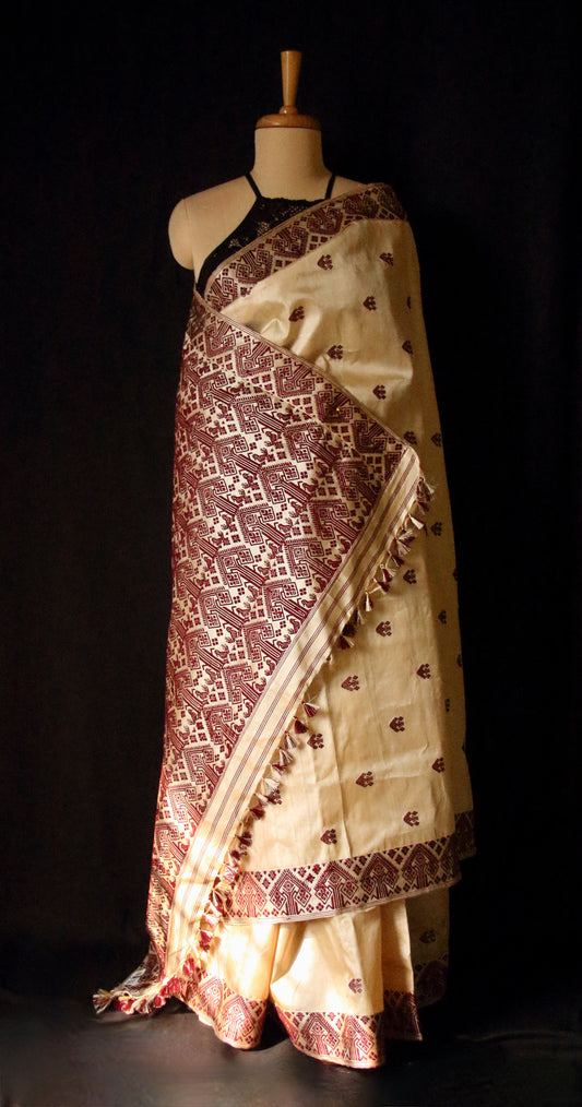 Handloom Tassah Silk Sari from Assam