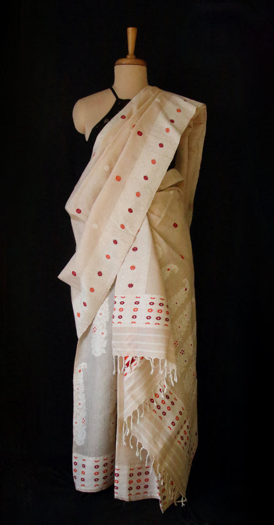 Soft Pink Tassar & Eri Silk Mekhla Chador Set