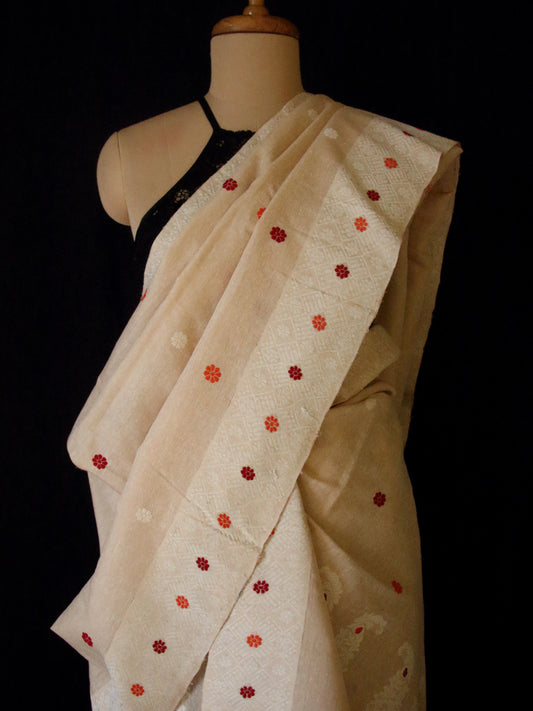 Soft Pink Tassar & Eri Silk Mekhla Chador Set