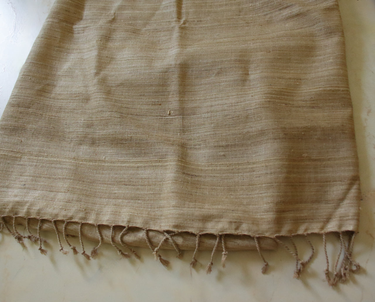 Extra Large Handwoven Hand spun Muga Ghicha Silk Shawl from Assam