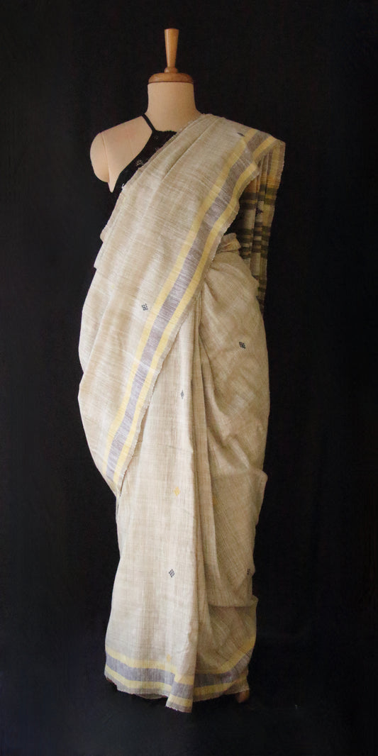 Handwoven Soft Green colour Natural Dyed Eri Silk Sari from Assam
