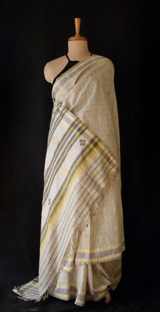 Handwoven Soft Green colour Natural Dyed Eri Silk Sari from Assam