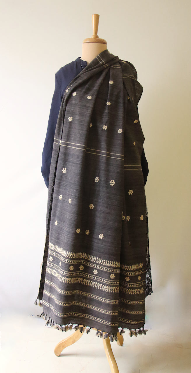 Handwoven Natural Dyed Hand Spun Eri Silk Shawl From Assam