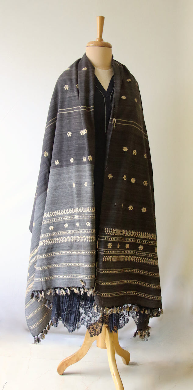 Handwoven Natural Dyed Hand Spun Eri Silk Shawl From Assam