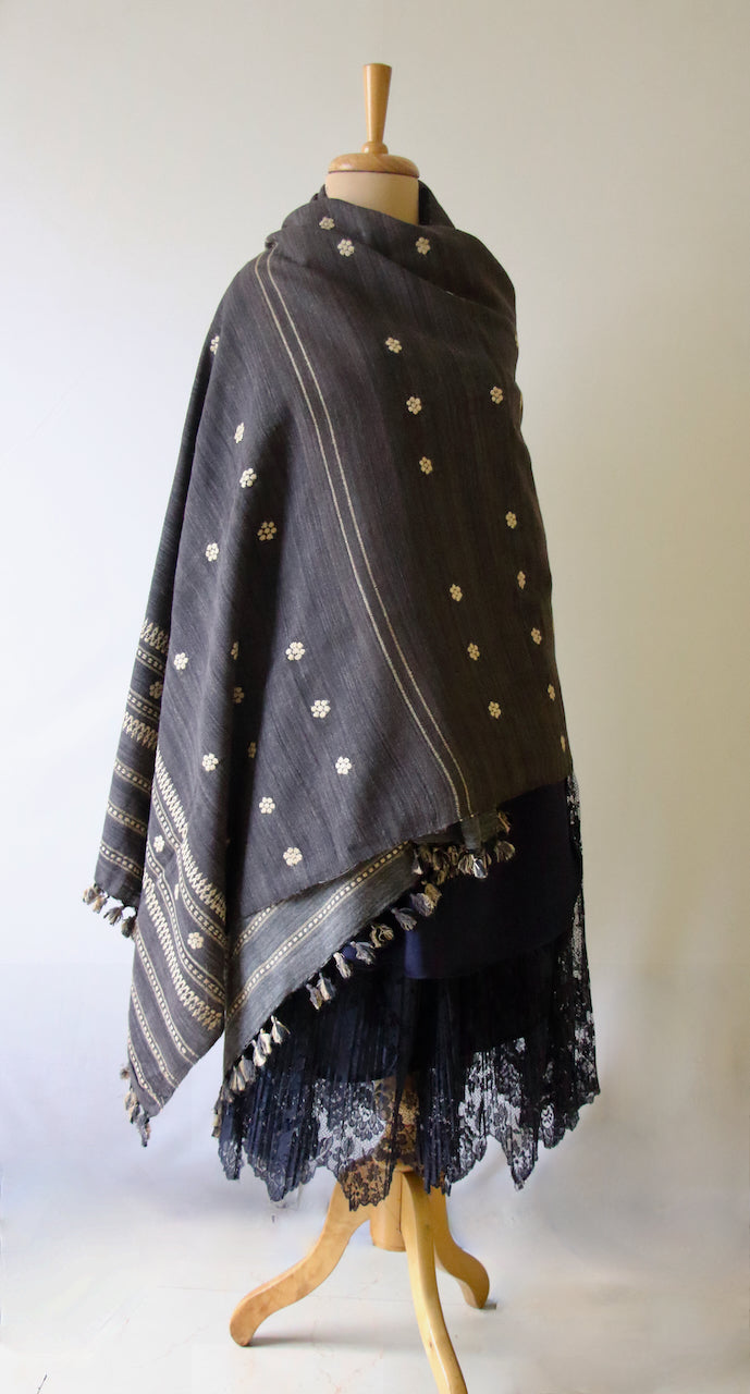 Handwoven Natural Dyed Hand Spun Eri Silk Shawl From Assam