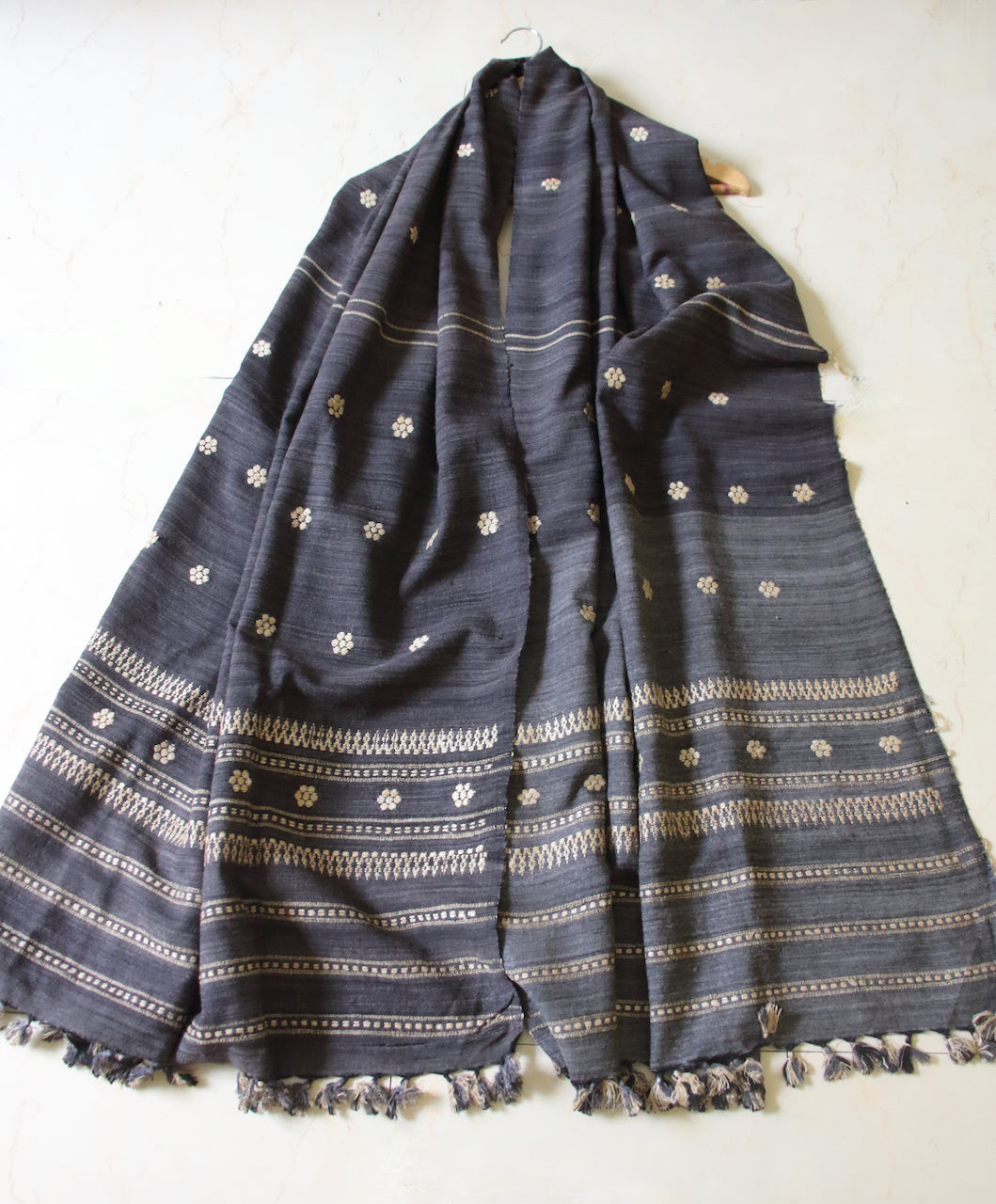 Handwoven Natural Dyed Hand Spun Eri Silk Shawl From Assam