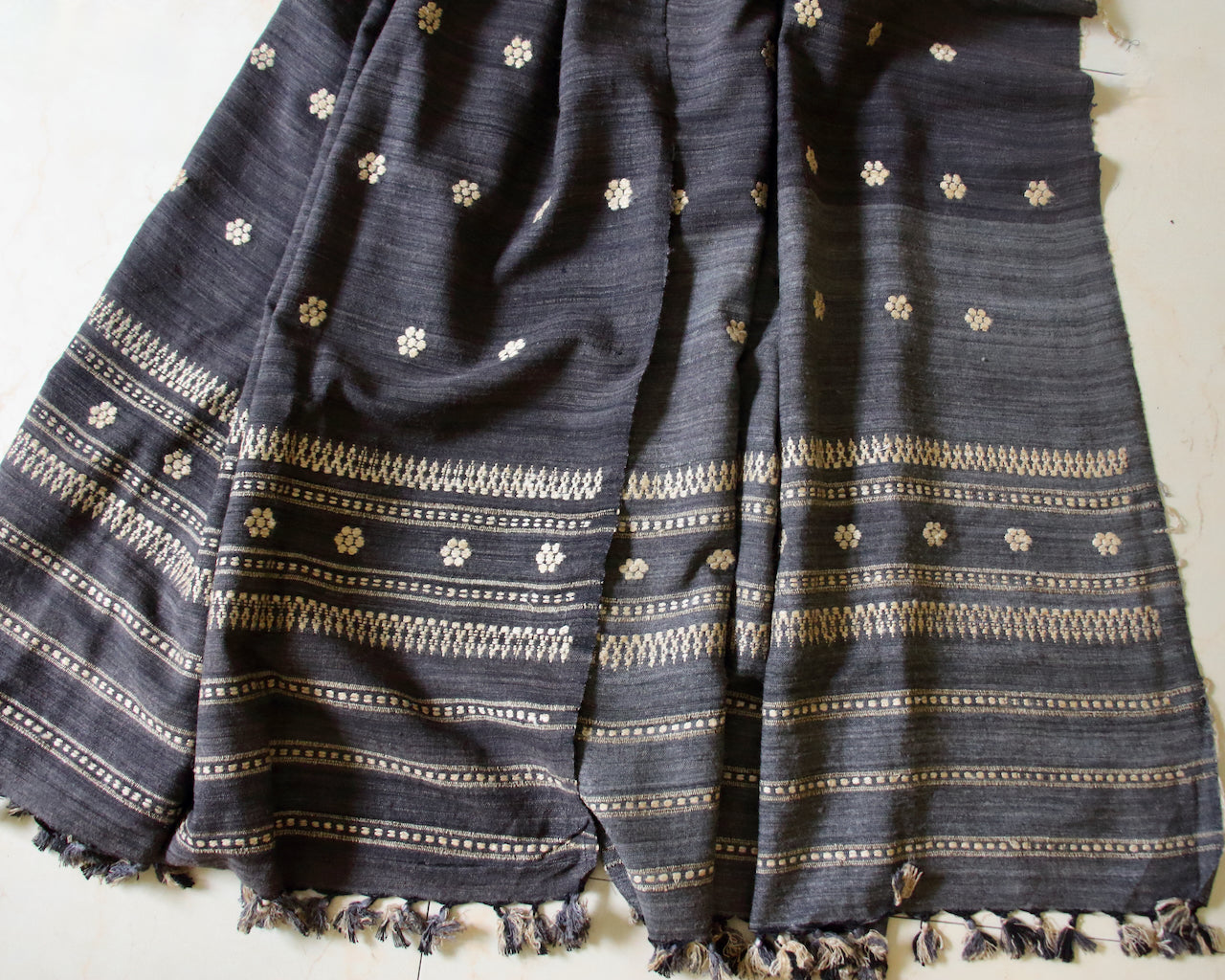 Handwoven Natural Dyed Hand Spun Eri Silk Shawl From Assam