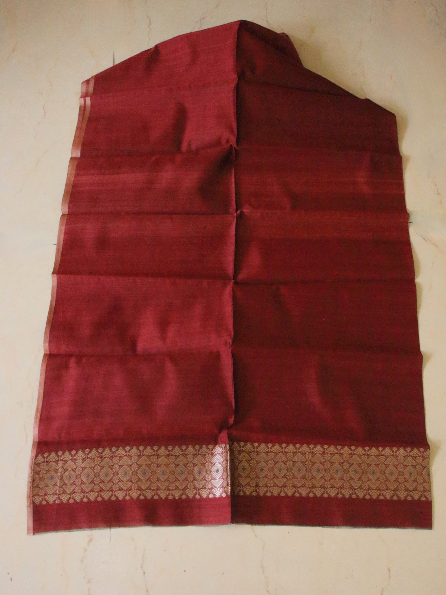 Natural Dyed Maroon Handloom Silk  Saree from Assam