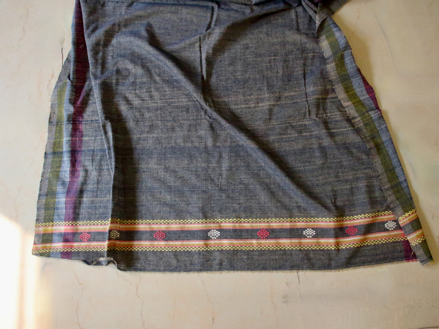 Handwoven Indigo colour Natural Dyed Eri Silk Sari from Assam