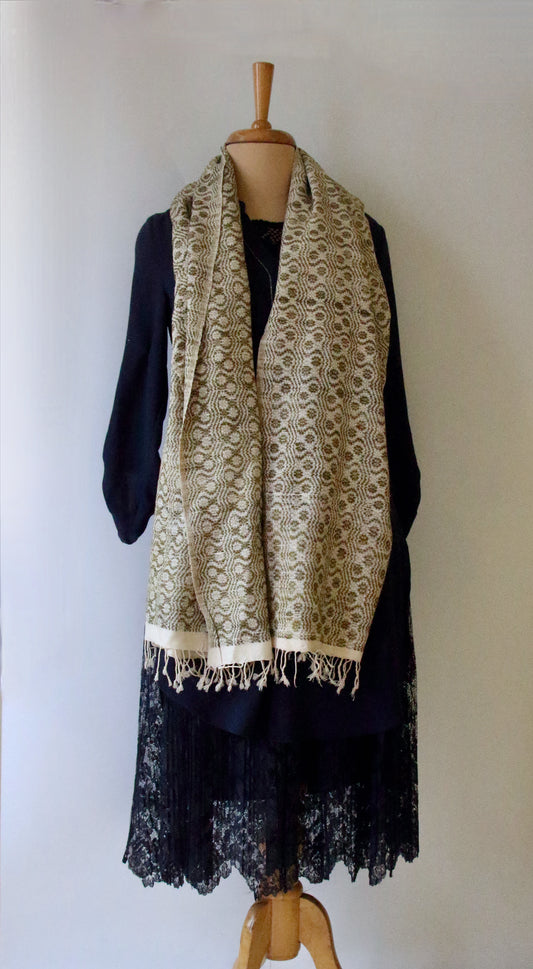 Patterned Eri Silk Handwoven Scarf from Assam