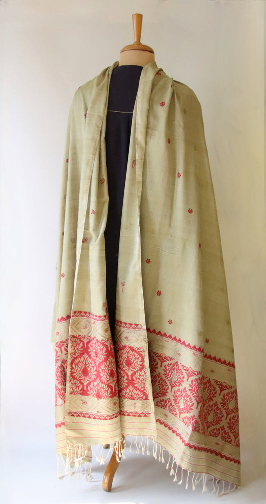 Handwoven Natural Dyed Eri Silk Dupatta / Wrap  from Assam