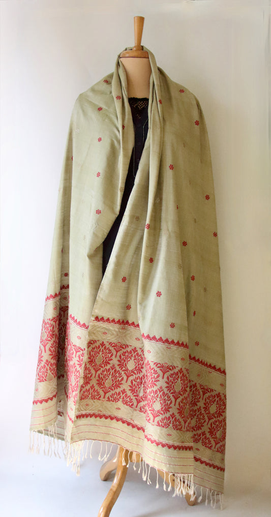 Handwoven Natural Dyed Eri Silk Dupatta / Wrap  from Assam