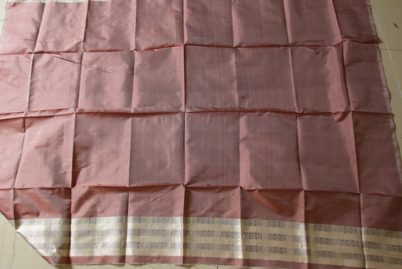 Soft Peach Colour Handloom Mulberry Silk Saree from Assam