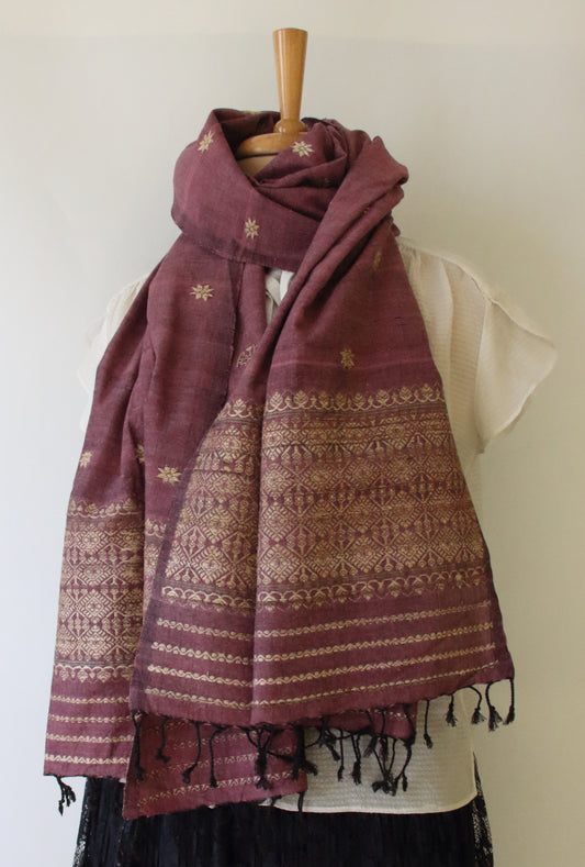 Natural dyed  Eri Silk Handwoven Scarf / Stole from Assam