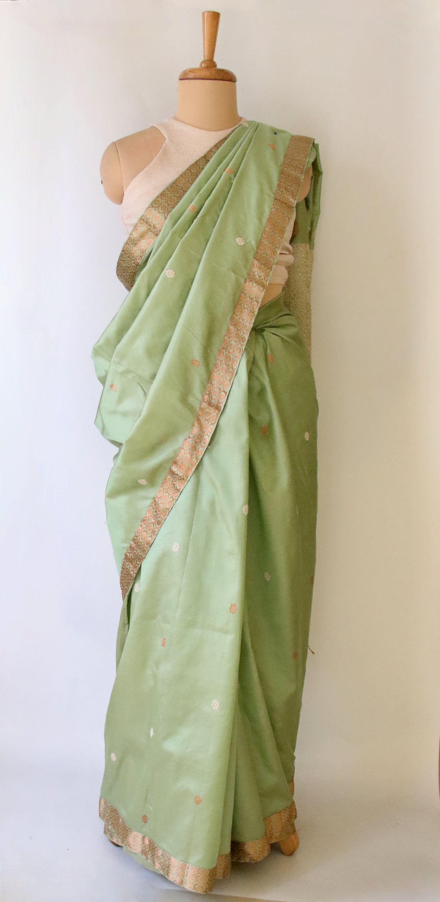 Pista Green Handloom Silk Saree from Assam