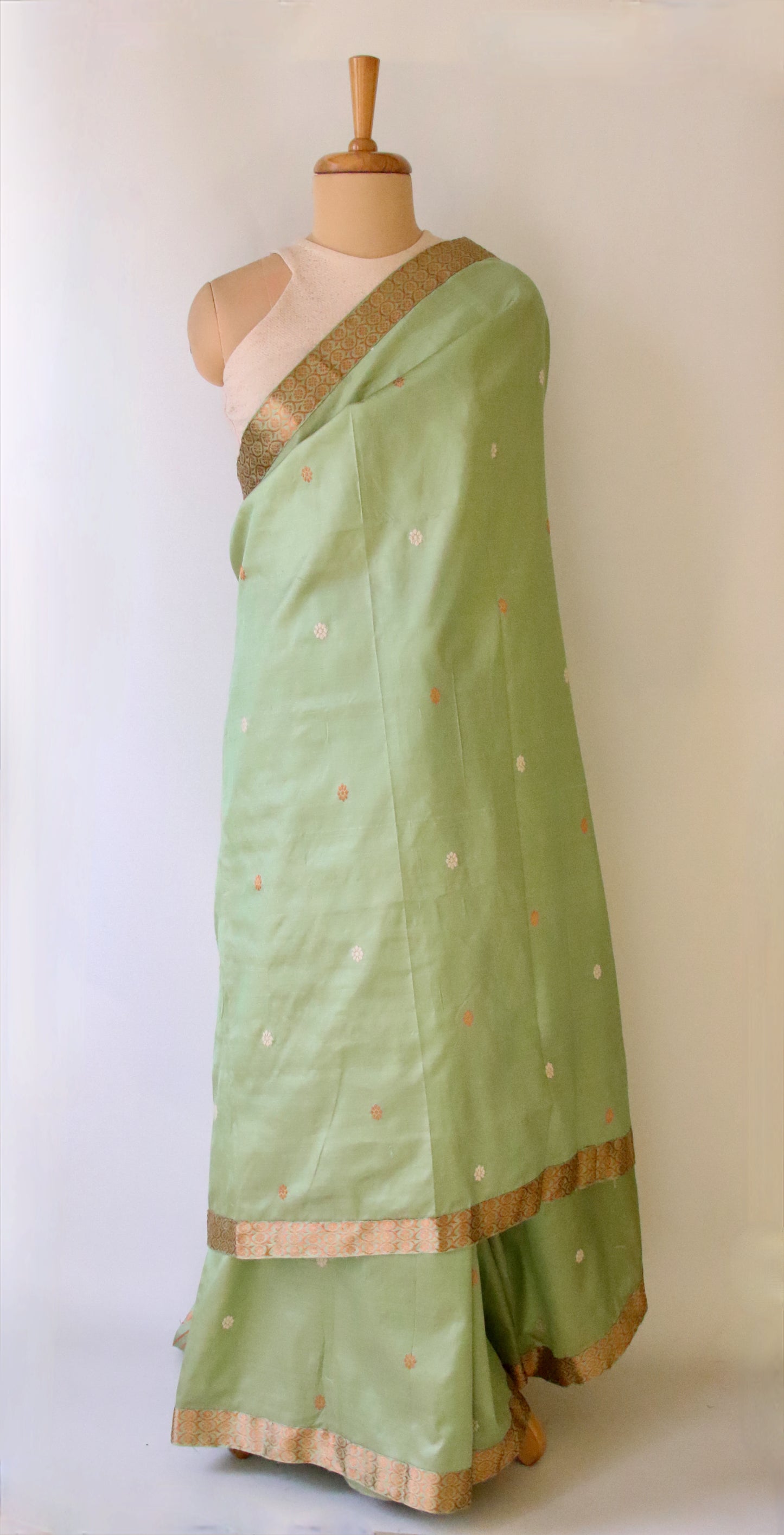 Pista Green Handloom Silk Saree from Assam
