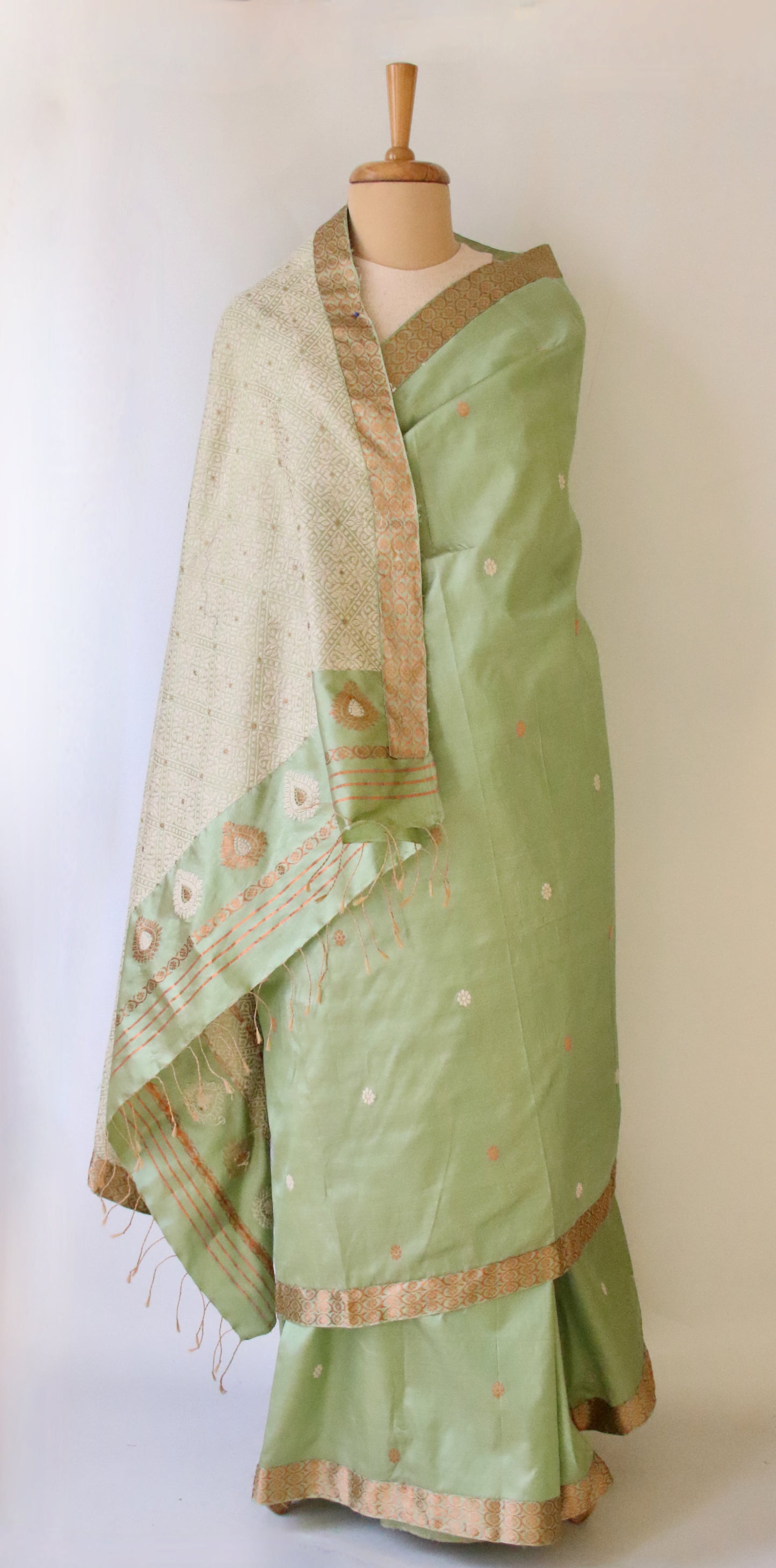 Pista Green Handloom Silk Saree from Assam