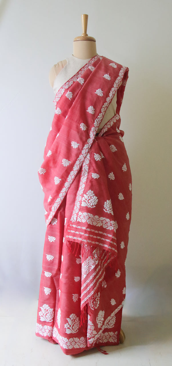 Peach Cotton Silk Traditional Handloom Mekhela Chador Set from Assam