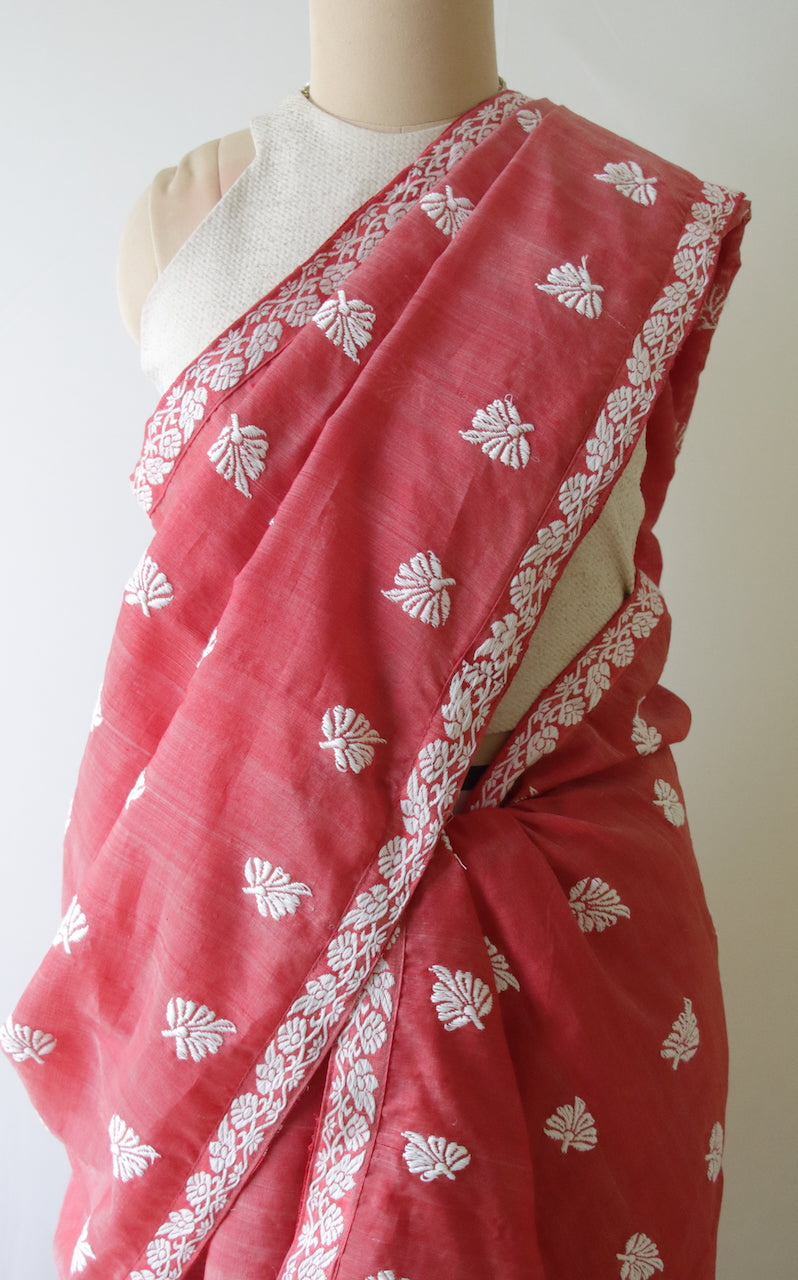 Peach Cotton Silk Traditional Handloom Mekhela Chador Set from Assam