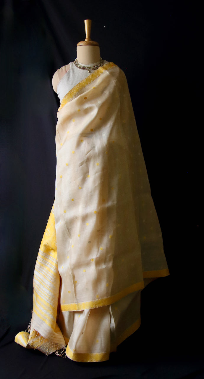 Tassar Silk by Mulberry Silk Saree with motifs in Eri silk from Assam