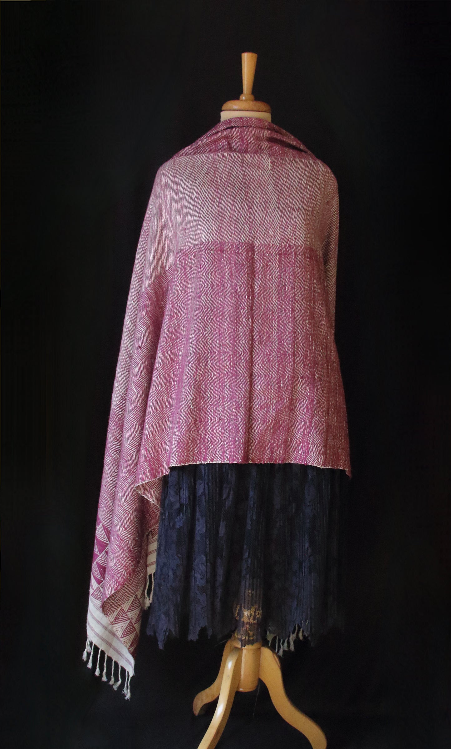 Handwoven hundred percent Patterned Eri Silk Shawl  from Assam