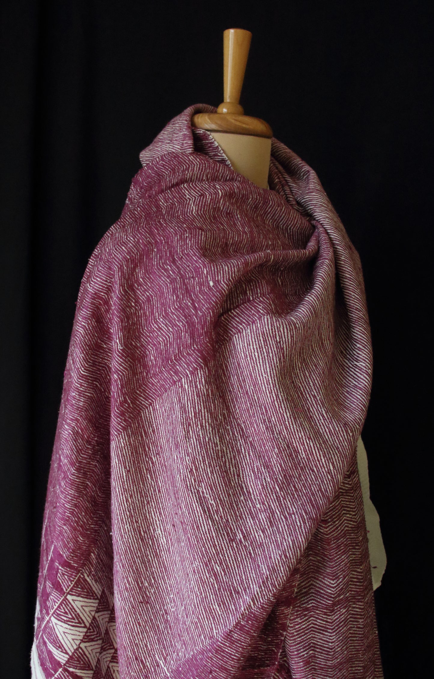 Handwoven hundred percent Patterned Eri Silk Shawl  from Assam