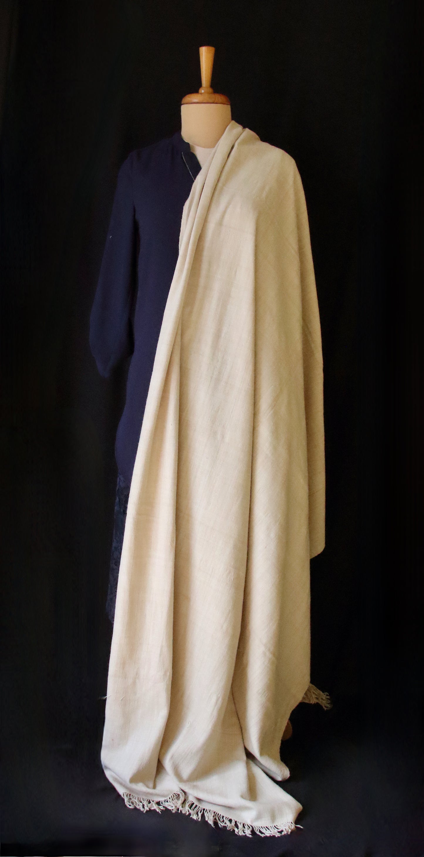 Natural soft beige Handwoven / Handspun Eri Silk Shawl from Assam