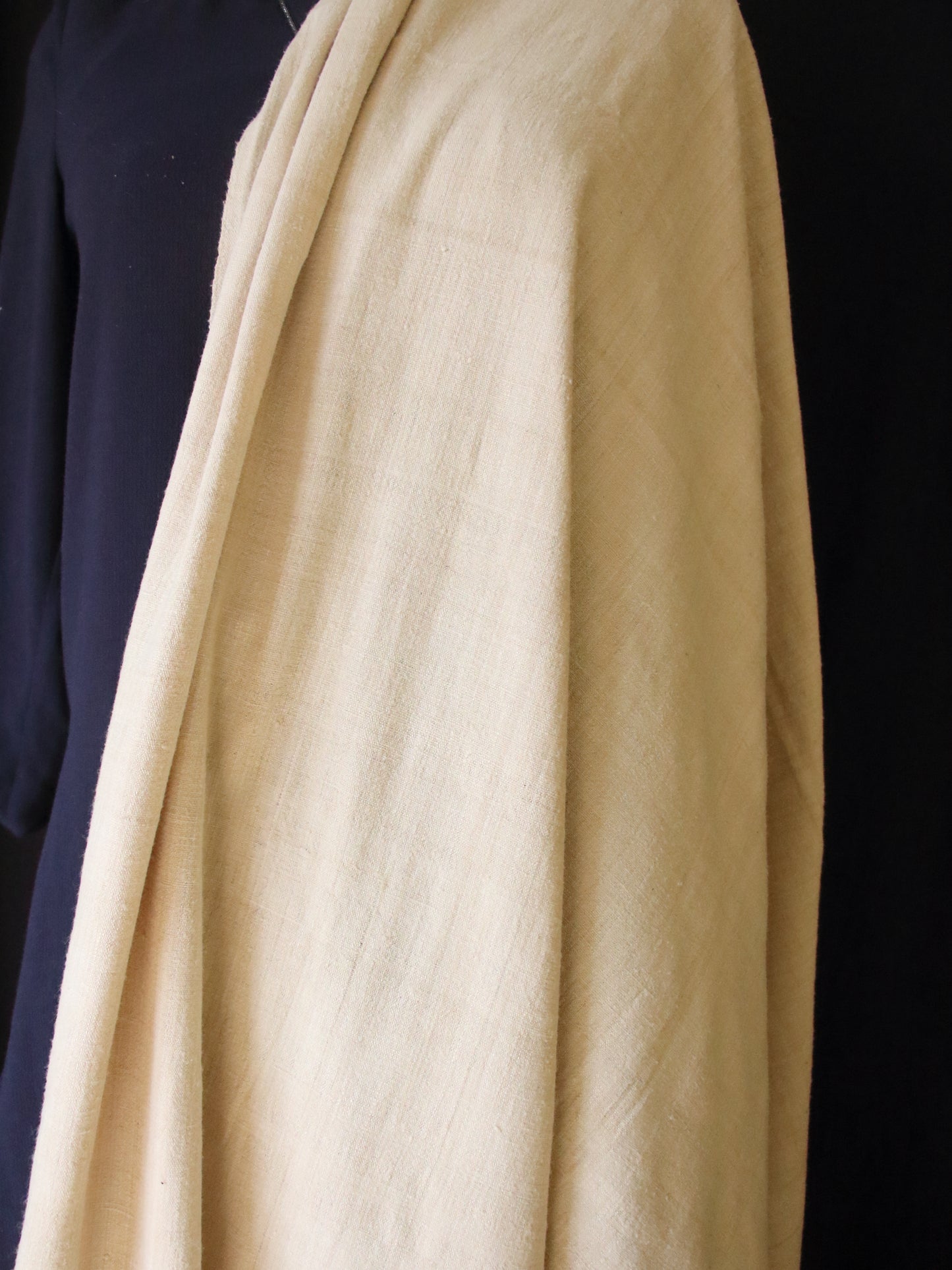 Natural soft beige Handwoven / Handspun Eri Silk Shawl from Assam