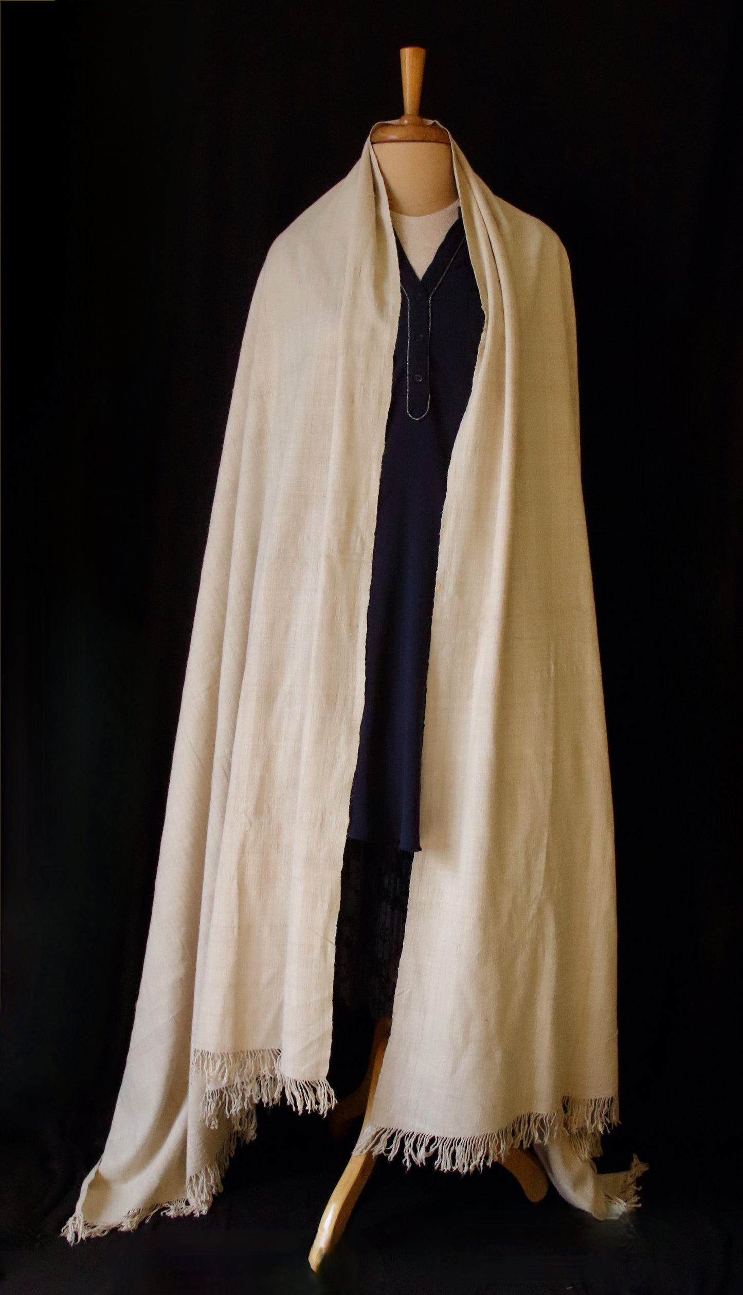 Natural soft beige Handwoven / Handspun Eri Silk Shawl from Assam