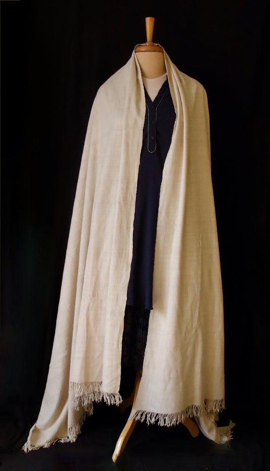 Natural soft beige Handwoven / Handspun Eri Silk Shawl from Assam