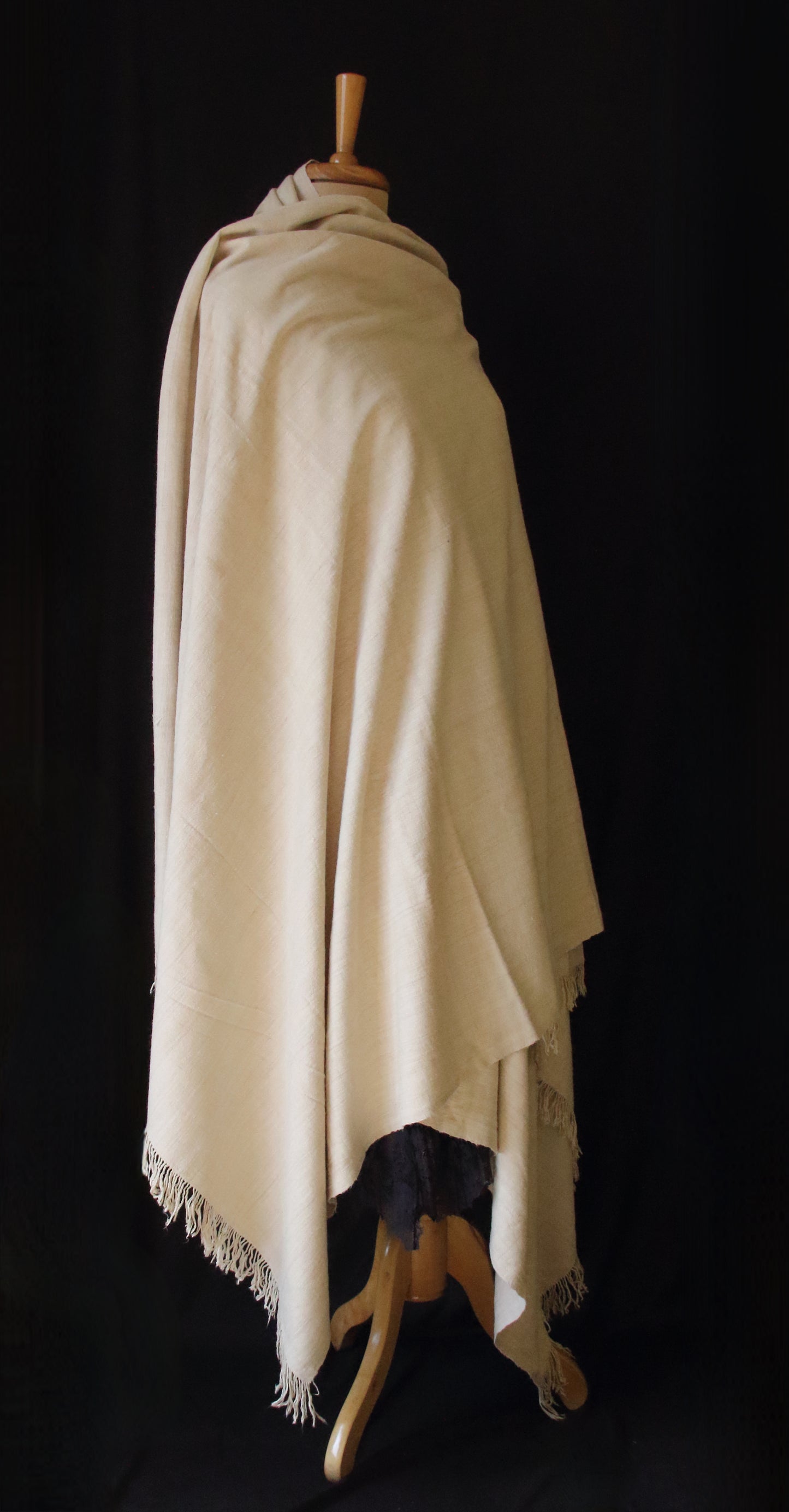 Natural soft beige Handwoven / Handspun Eri Silk Shawl from Assam