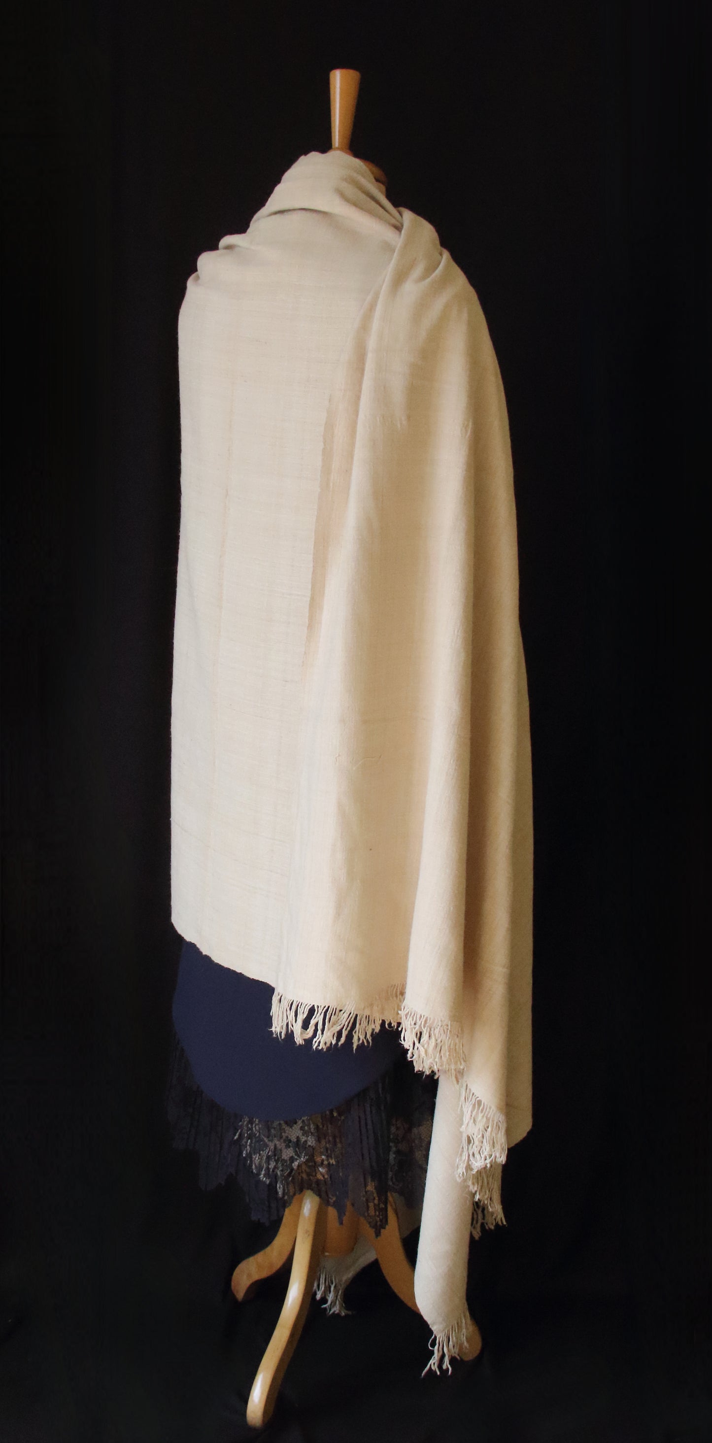 Natural soft beige Handwoven / Handspun Eri Silk Shawl from Assam