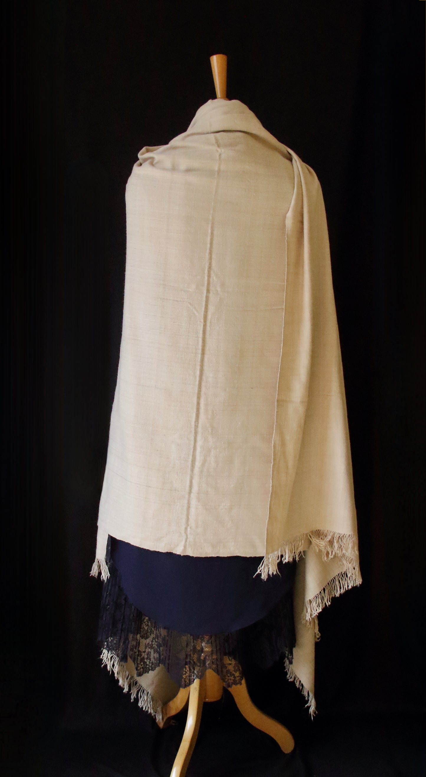 Natural soft beige Handwoven / Handspun Eri Silk Shawl from Assam