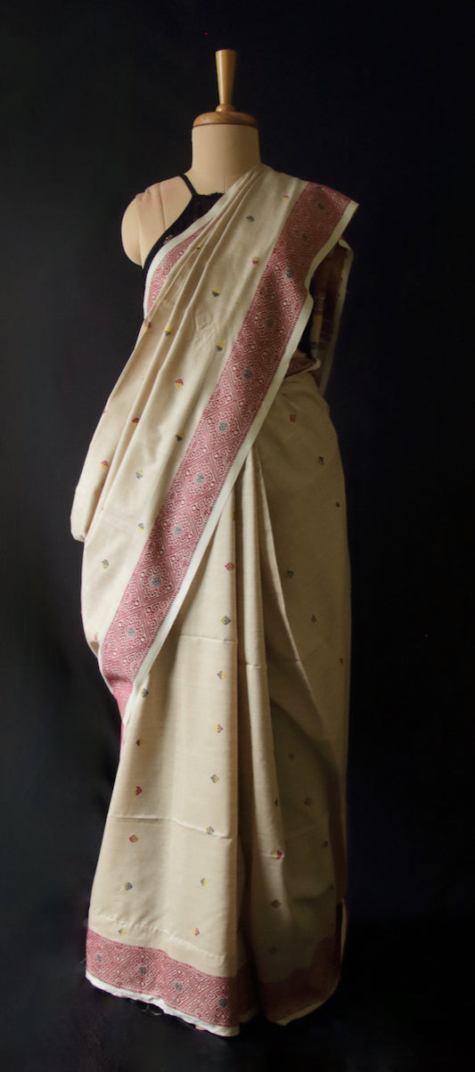 Natural Dyed Handloom Eri Silk Saree from Assam , India