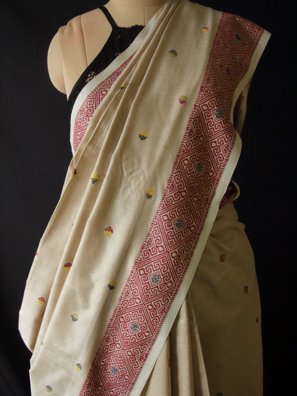 Natural Dyed Handloom Eri Silk Saree from Assam , India