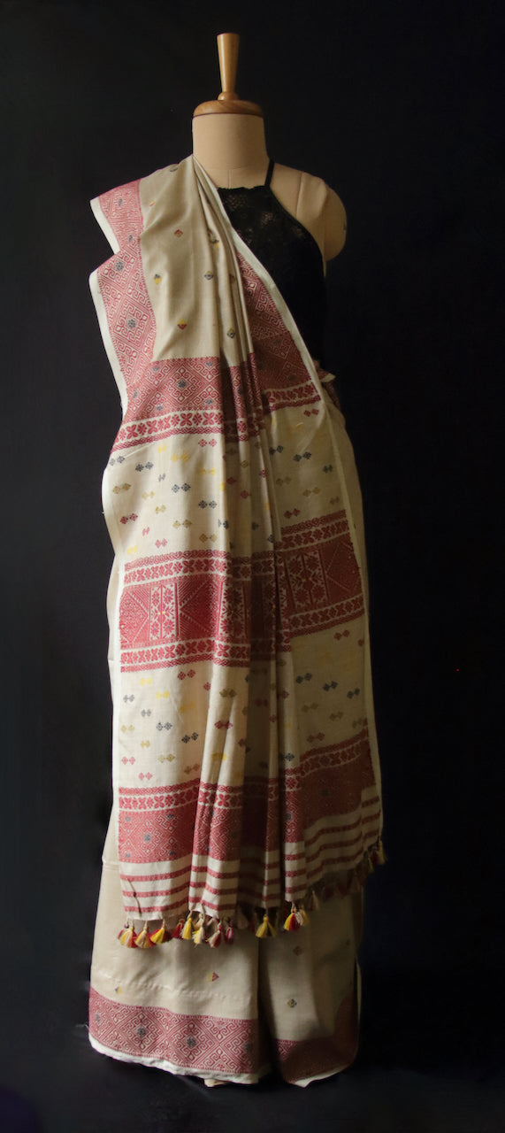 Natural Dyed Handloom Eri Silk Saree from Assam , India