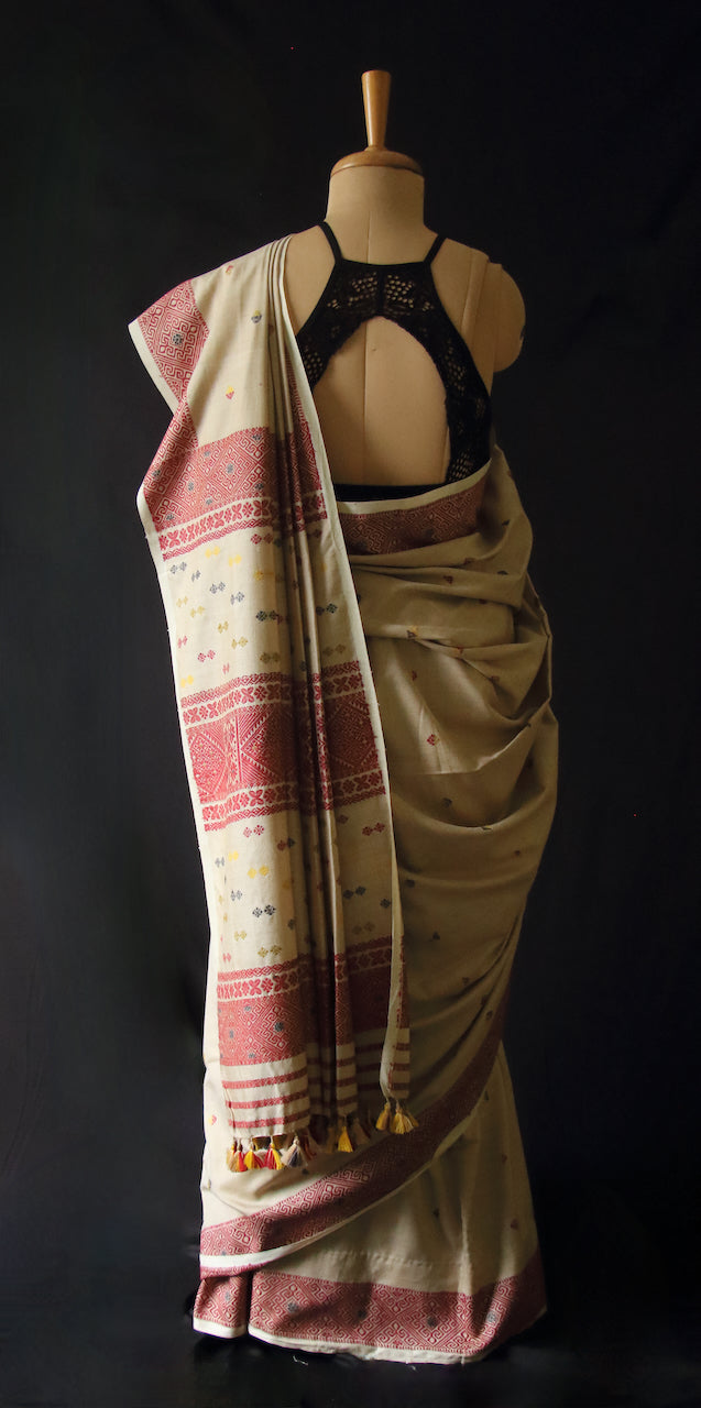 Natural Dyed Handloom Eri Silk Saree from Assam , India